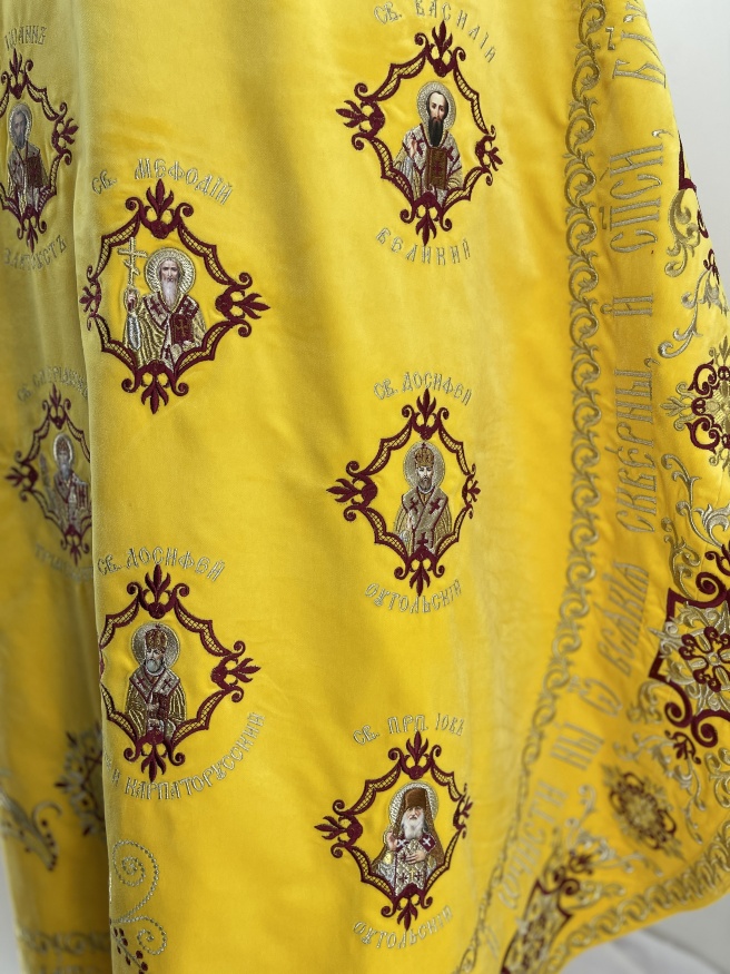 Priest Vestments, Embroidered on Velvet, with Embroidered Galloon, “Hierarchal” Embroidery