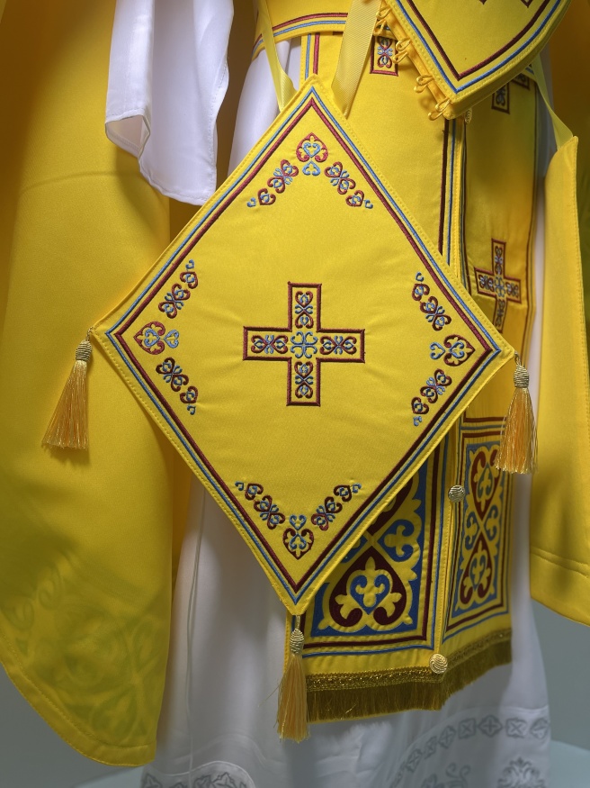 Priest Vestments, Embroidered on Gabardine, Embroidery "Hearts" with Embroidered Galloon