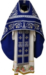 Priest Vestments Embroidered on Gabardine, Embroidery "Rose" with Sewn-on Galloon