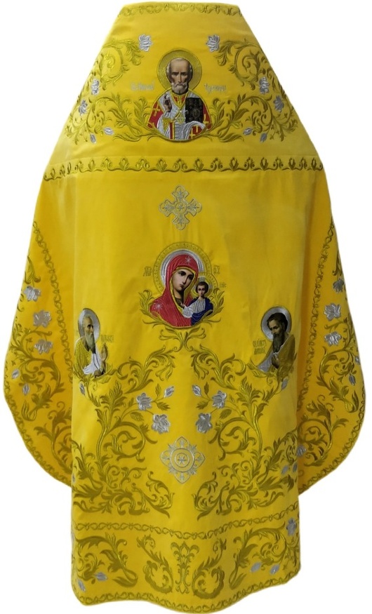 Priest Vestments, Embroidered on Velvet, Embroidered Center with Icons, Embroidered Galloon