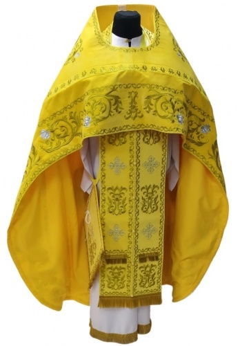 Priest Vestments, Embroidered on Velvet, Embroidered Center with Icons, Embroidered Galloon