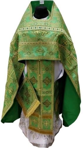 Priest Vestment, Brocade "Pokrovsky Cross" with Sewn Decorative Band