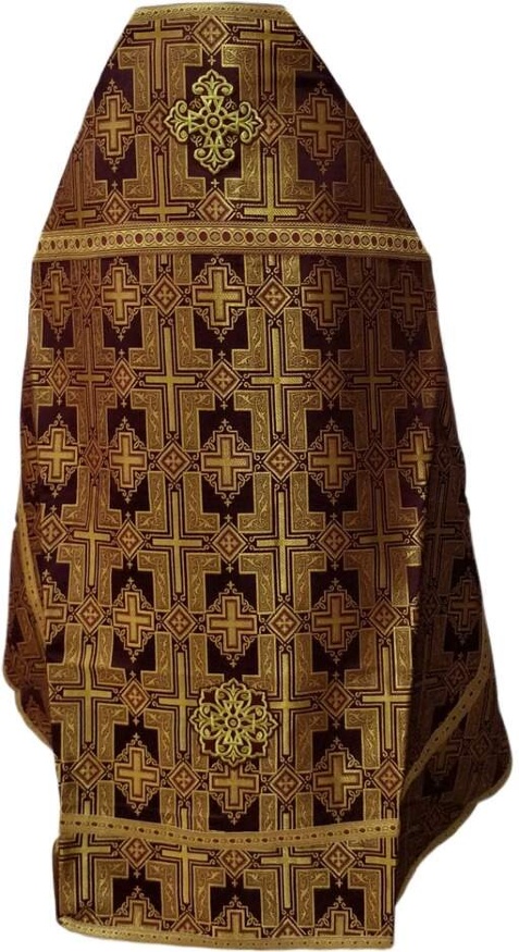 Priest Vestment, Brocade "Pokrovsky Cross" with Sewn Decorative Band