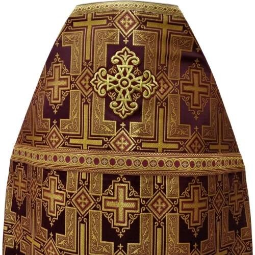 Priest Vestment, Brocade "Pokrovsky Cross" with Sewn Decorative Band