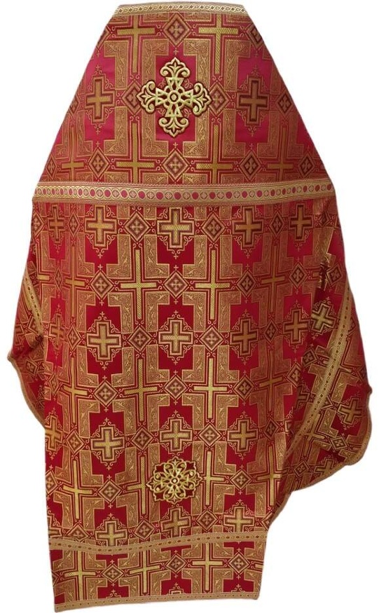 Priest Vestment, Brocade "Pokrovsky Cross" with Sewn Decorative Band