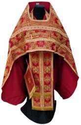 Priest Vestment, Brocade "Pokrovsky Cross" with Sewn Decorative Band