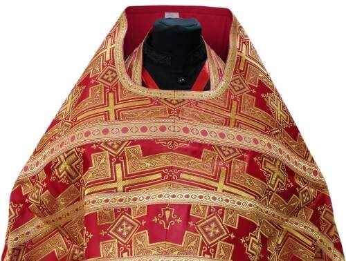 Priest Vestment, Brocade "Pokrovsky Cross" with Sewn Decorative Band