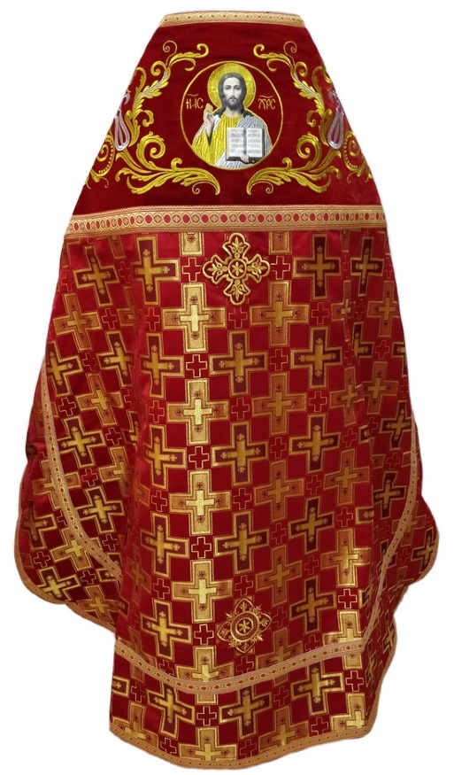 Priest Vestment Combined Brocade "Patriarchal Cross" with Embroidered Epitrachelion, Embroidery "New Embroidery"