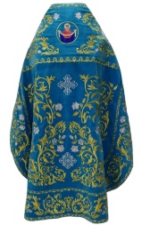 Priest Vestments, Embroidered on Velvet, Embroidered Center, with Embroidered Galloon