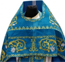 Priest Vestments, Embroidered on Velvet, Embroidered Center, with Embroidered Galloon