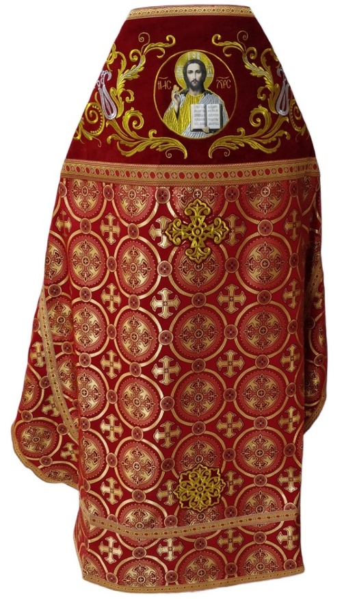 Priest Vestment Combined Brocade "Kyiv Cross" with Embroidered Epitrachelion, Embroidery "New Embroidery"