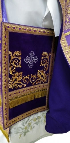 Priest Vestment Combined, Brocade "Kyiv Cross", with Embroidered Epitrachelion, Embroidery "New Embroidery"