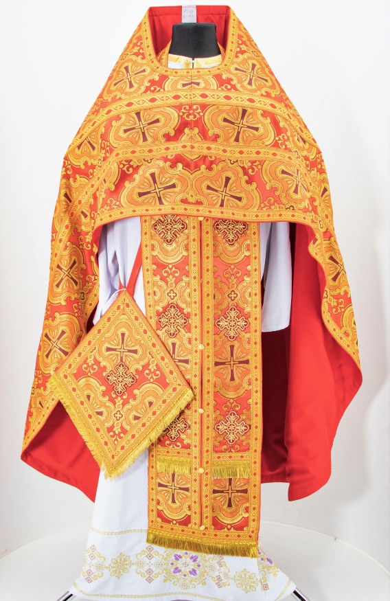 Priest Vestments, Brocade "Paschal Cross" with Sewn Galloon