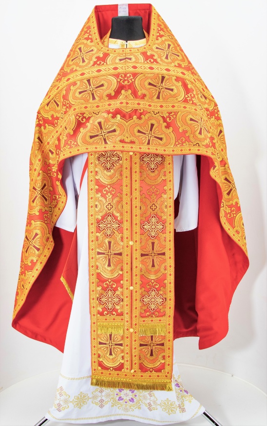 Priest Vestments, Brocade "Paschal Cross" with Sewn Galloon