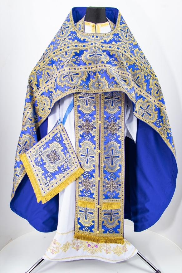 Priest Vestments, Brocade "Paschal Cross" with Sewn Galloon