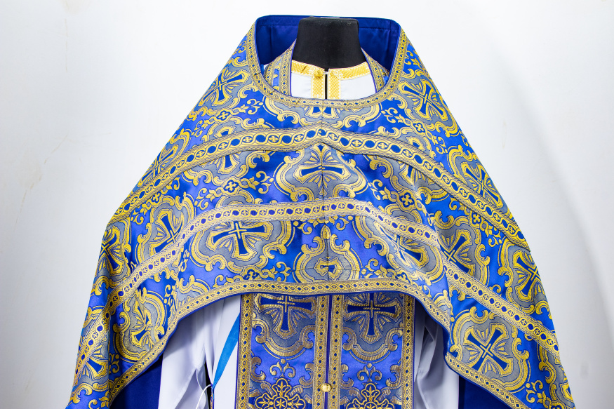 Priest Vestments, Brocade "Paschal Cross" with Sewn Galloon