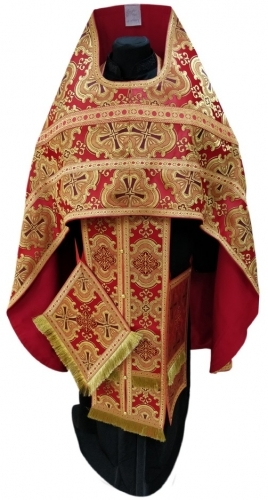 Priest Vestments, Brocade "Paschal Cross" with Sewn Galloon