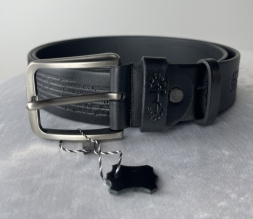 Embossed Leather Belt with Prayer, 128cm width cm