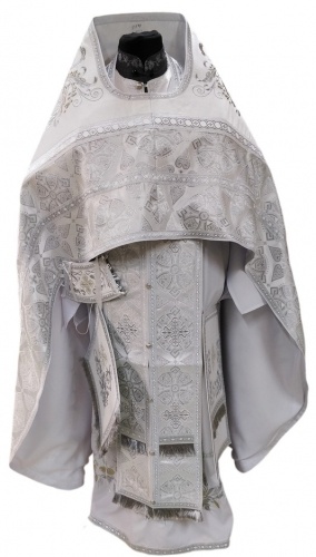 Priest Vestment Combined Brocade "Florivsky Cross" with Embroidered Epitrachelion, Embroidery "New Pattern"