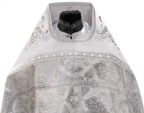 Priest Vestment Combined Brocade "Florivsky Cross" with Embroidered Epitrachelion, Embroidery "New Pattern"