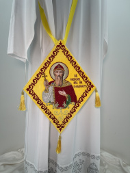 Embroidered episcopal staff with an icon of Saint Equal-to-the-Apostles Prince Vladimir