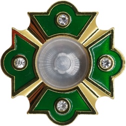 Capsule with Enamel Ø4cm Green Enamel White Filigree Gold Plating