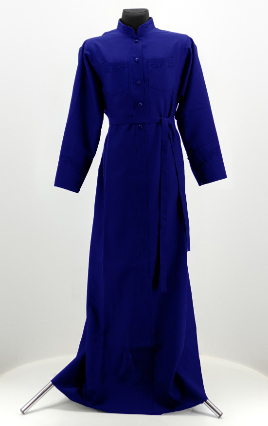 Cassock with blue embroidery, dress style, tiar fabric