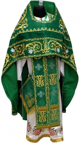 Embroidered Vestment on Velvet, Embroidered Center with Icons, Embroidered Galloon