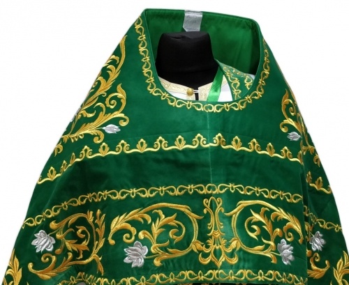 Embroidered Vestment on Velvet, Embroidered Center with Icons, Embroidered Galloon