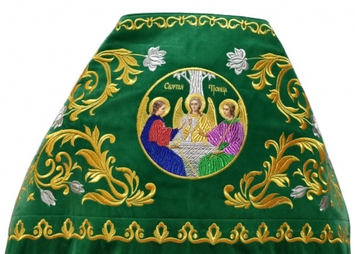 Embroidered Vestment on Velvet, Embroidered Center with Icons, Embroidered Galloon