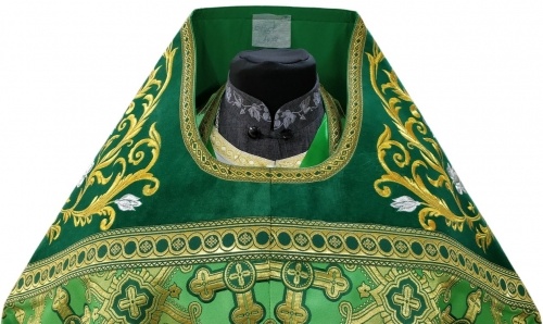 Priest Vestment Combined Brocade "Kyiv Cross" with Embroidered Epitrachelion, Embroidery "Rose"
