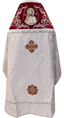 Priest Vestments, Combined Brocade "Byzantine Cross", with Embroidered Epitrachelion, Pattern "New Embroidery"
