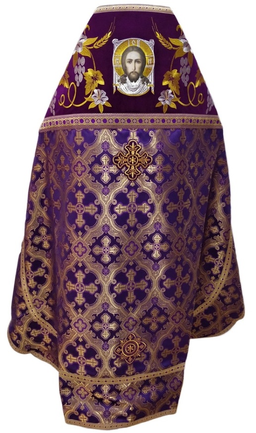 Priest Vestment Combined Brocade "Kyiv Cross" with Embroidered Epitrachelion, Embroidery "Lily"