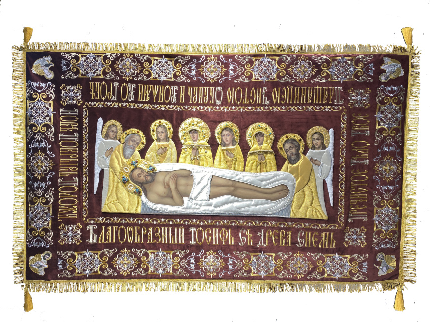 Epitaphios of the Savior, hand-made, painted, 180x110, velvet