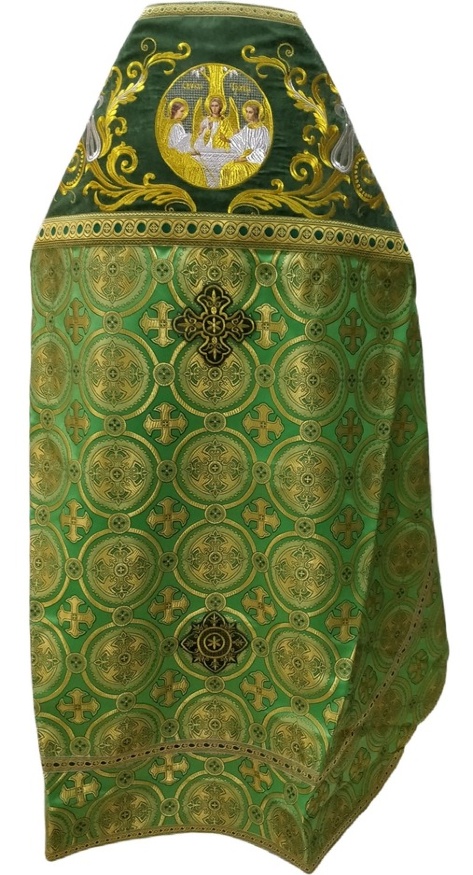 Priest Vestments Combined Brocade "Kyiv Cross" with Embroidered Collar, Embroidery "New Pattern"