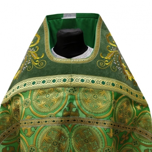 Priest Vestments Combined Brocade "Kyiv Cross" with Embroidered Collar, Embroidery "New Pattern"