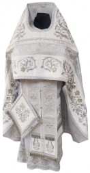 Priest Vestments Combined Brocade "Flory Cross" with Embroidered Epitrachelion, Embroidery "Rose"