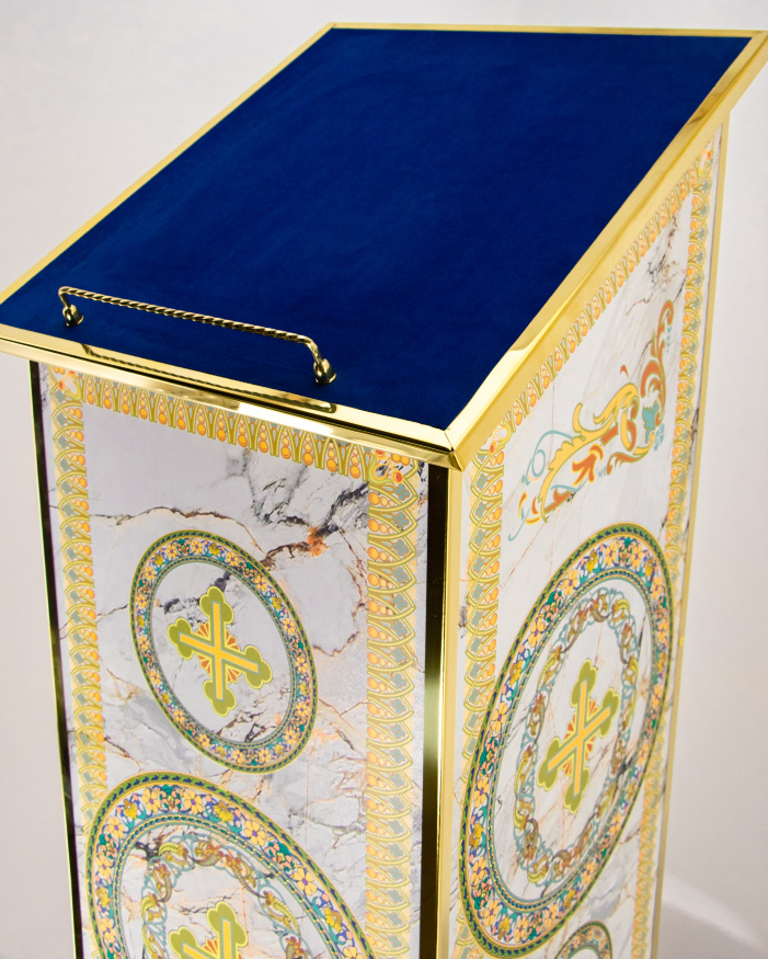 Side analogion, economy print cross, 46×46 cm, (Height 118-95 cm)