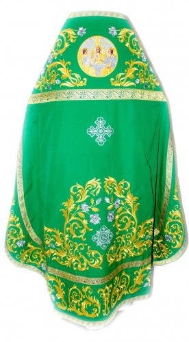 Priest Vestments, Embroidered on Gabardine, "Rose" Embroidery with Sewn Braid