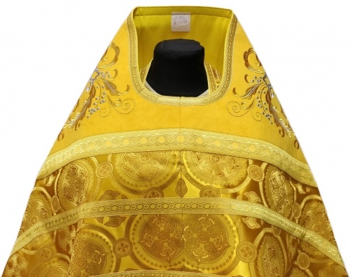Priest Vestments, Combined Brocade "Kyiv Cross", with Embroidered Epitrachelion, Embroidery "New Pattern"