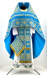 Vestments for Priest Embroidered on Gabardine, Embroidery "Kolo" with Embroidered Galloon