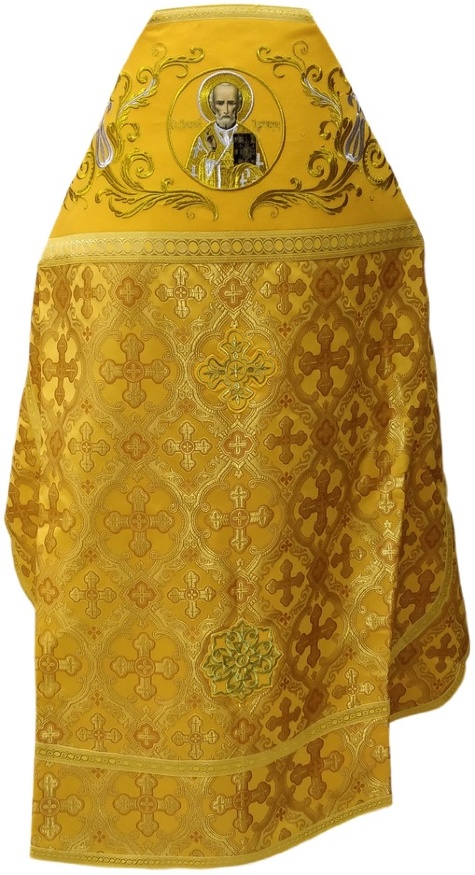Priest Vestments Combined Brocade "Kyiv Cross" with Embroidered Epitrachelion, Embroidery "New Pattern"