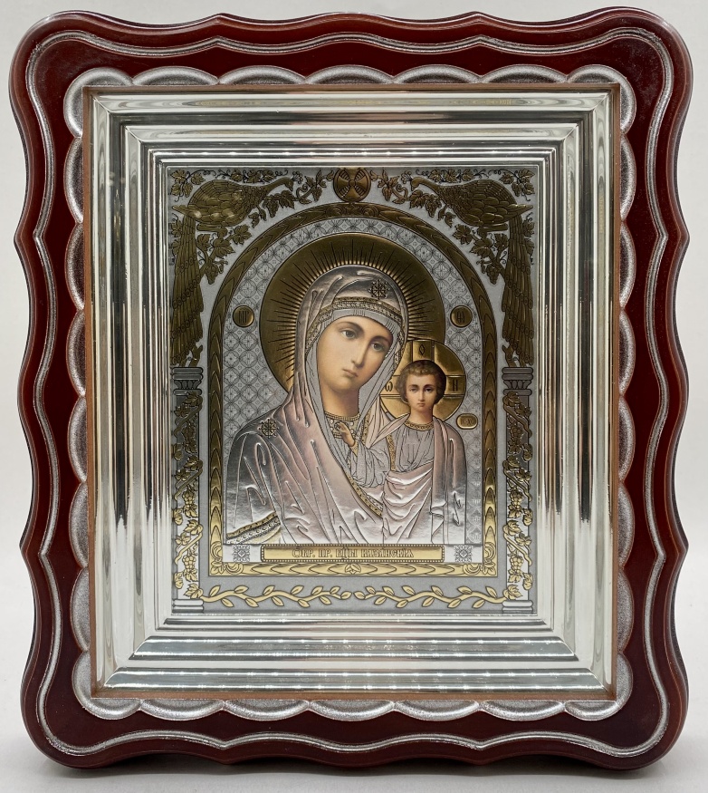 Icons "Wedding Couple" lithography peacock, frame, silver plating 27х24cm