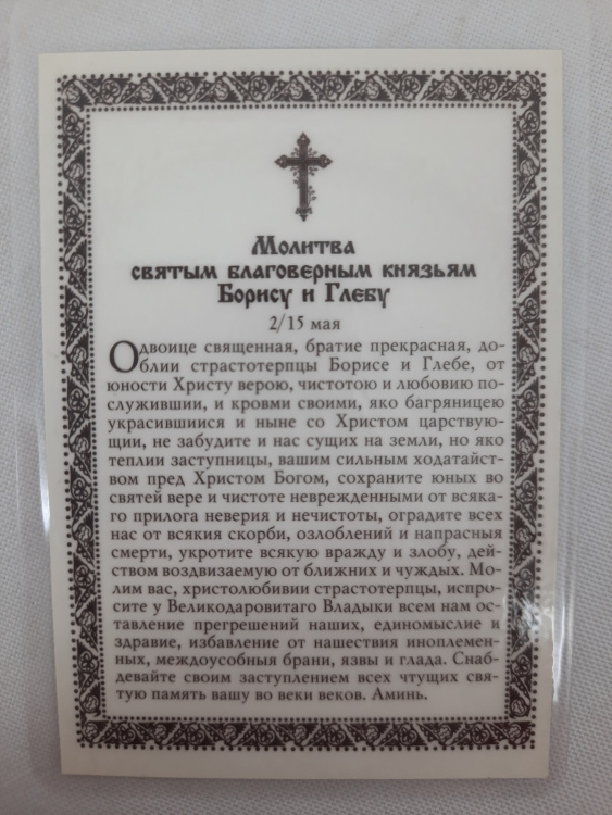 Laminated Icon of Saints Blessed Princes Boris and Gleb (C)