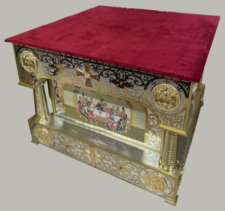 Altar internal 100x100x100 cm. Laser cutting, icon printing, casting, rolled pipes