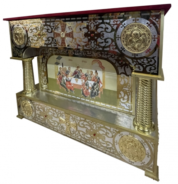 Altar internal 100x100x100 cm. Laser cutting, icon printing, casting, rolled pipes