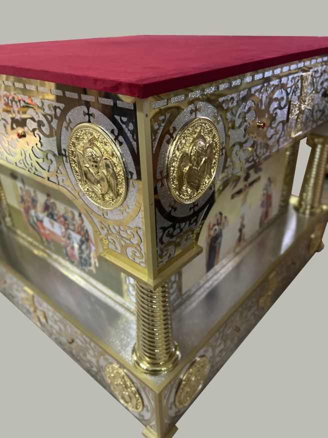 Altar internal 100x100x100 cm. Laser cutting, icon printing, casting, rolled pipes