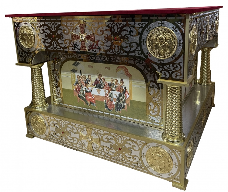 Altar internal 100x100x100 cm. Laser cutting, icon printing, casting, rolled pipes