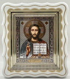 Icons “Wedding Couple” lettering straight rose, white, gilded, 27×24cm