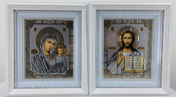 Icons "Wedding Couple" (embossed, white frame, orthodox) 26x23cm